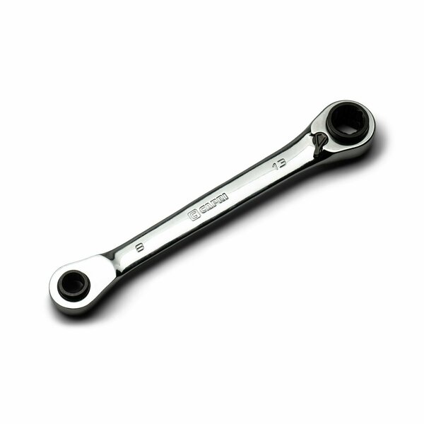 Capri Tools 4-in-1 120-Tooth Box End Reversible Ratcheting Wrench, 8, 10, 12, 13 mm, Metric CP11880